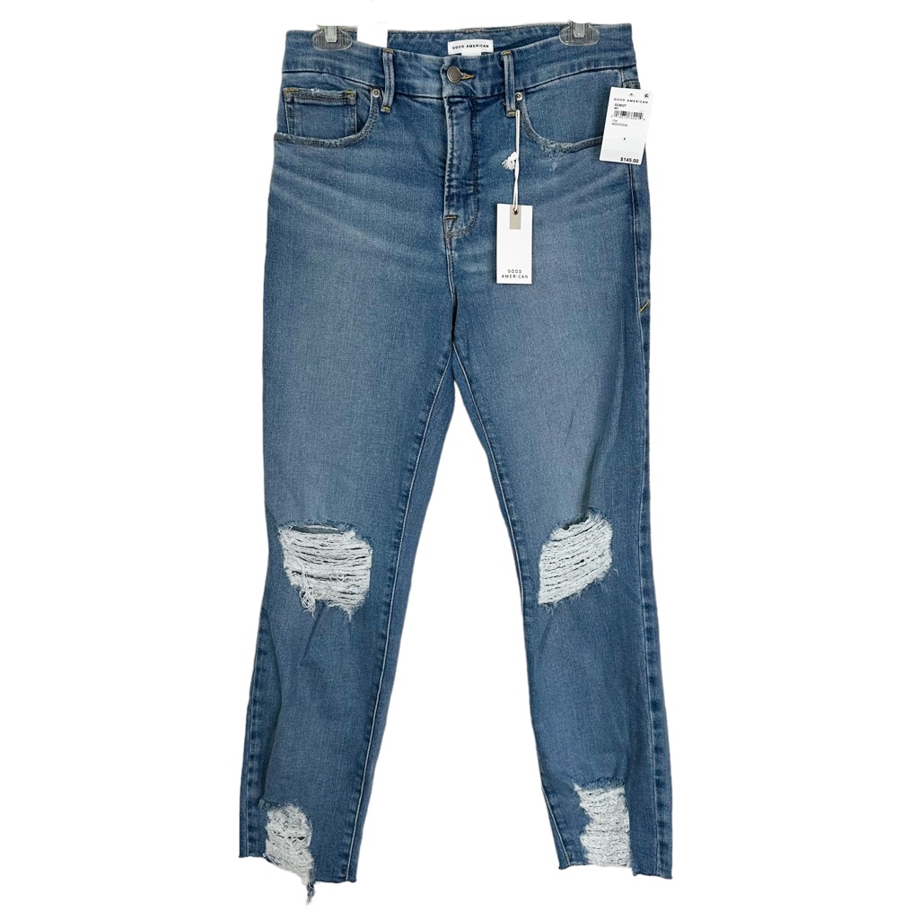 Nwt Good American Good Classic High Rise Distressed Jeans Indigo Women’s 8